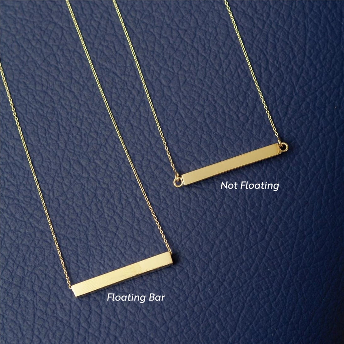 Solid Gold Horizontal Bar Necklace