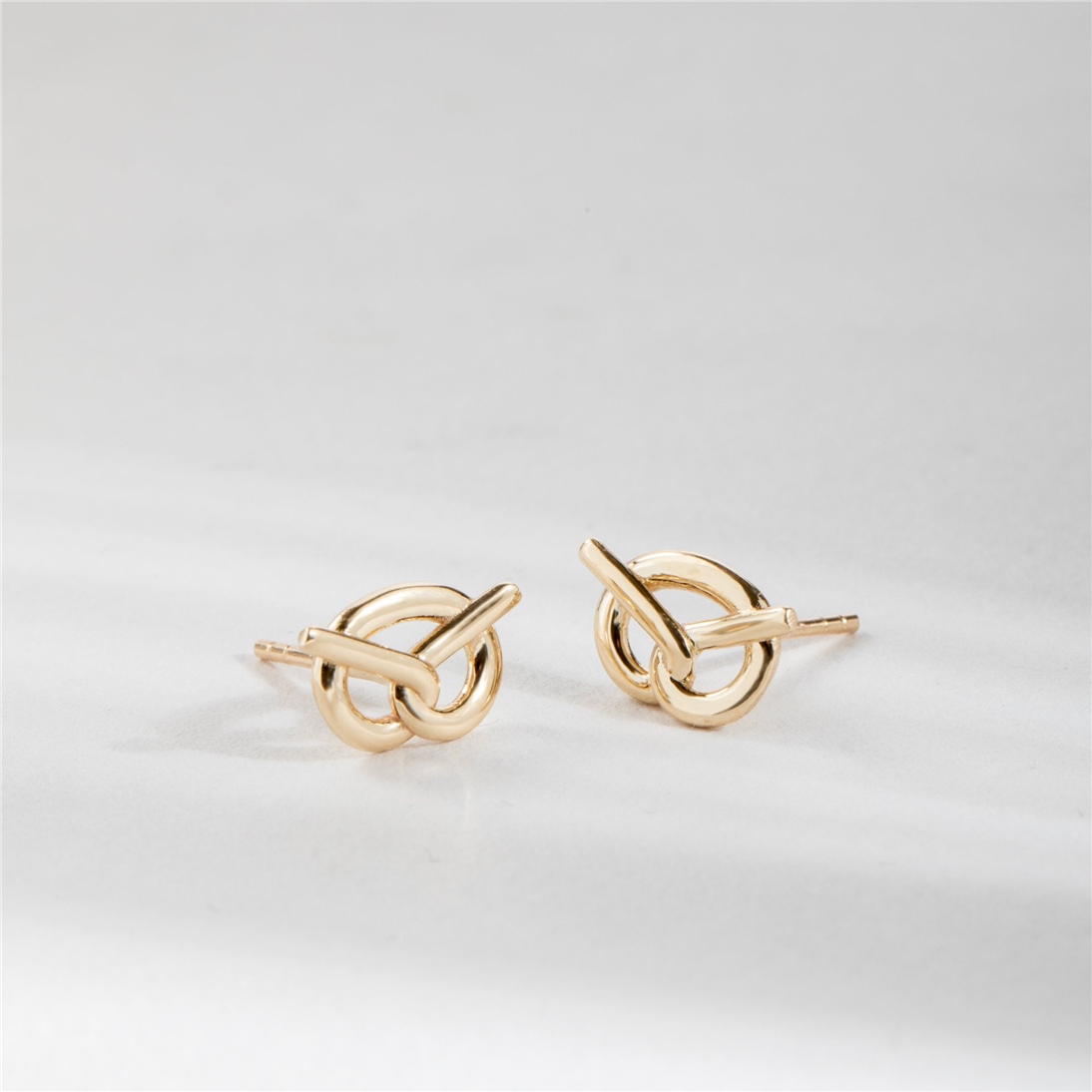 Solid Gold Pretzel Stud Earrings