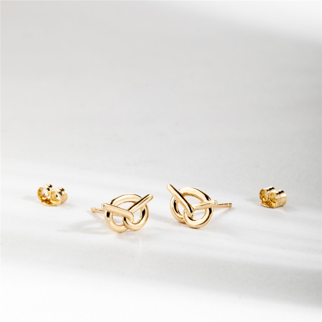 Solid Gold Pretzel Stud Earrings