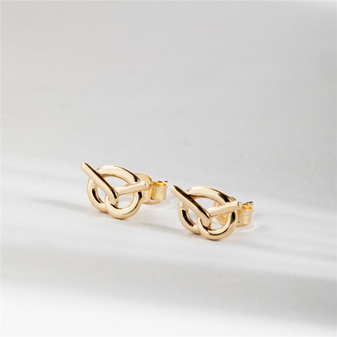 Solid Gold Pretzel Stud Earrings