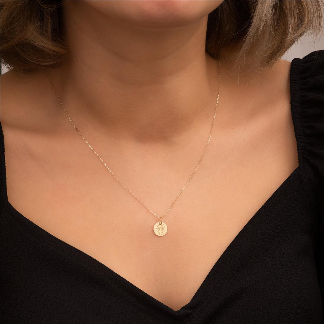 Solid Gold Sunbeam Necklace
