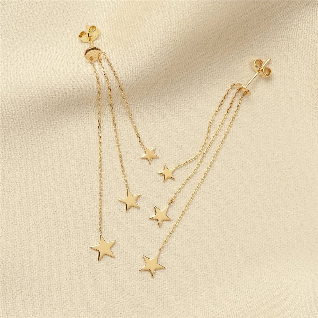 Solid Gold Dangle Star Earring
