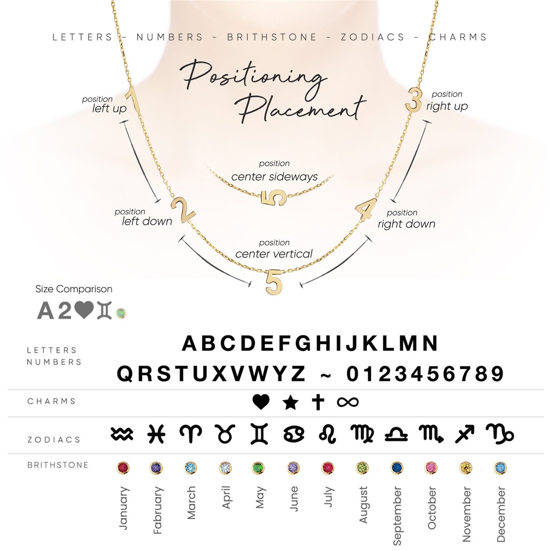 Solid Gold Custom Font Intial Necklace 