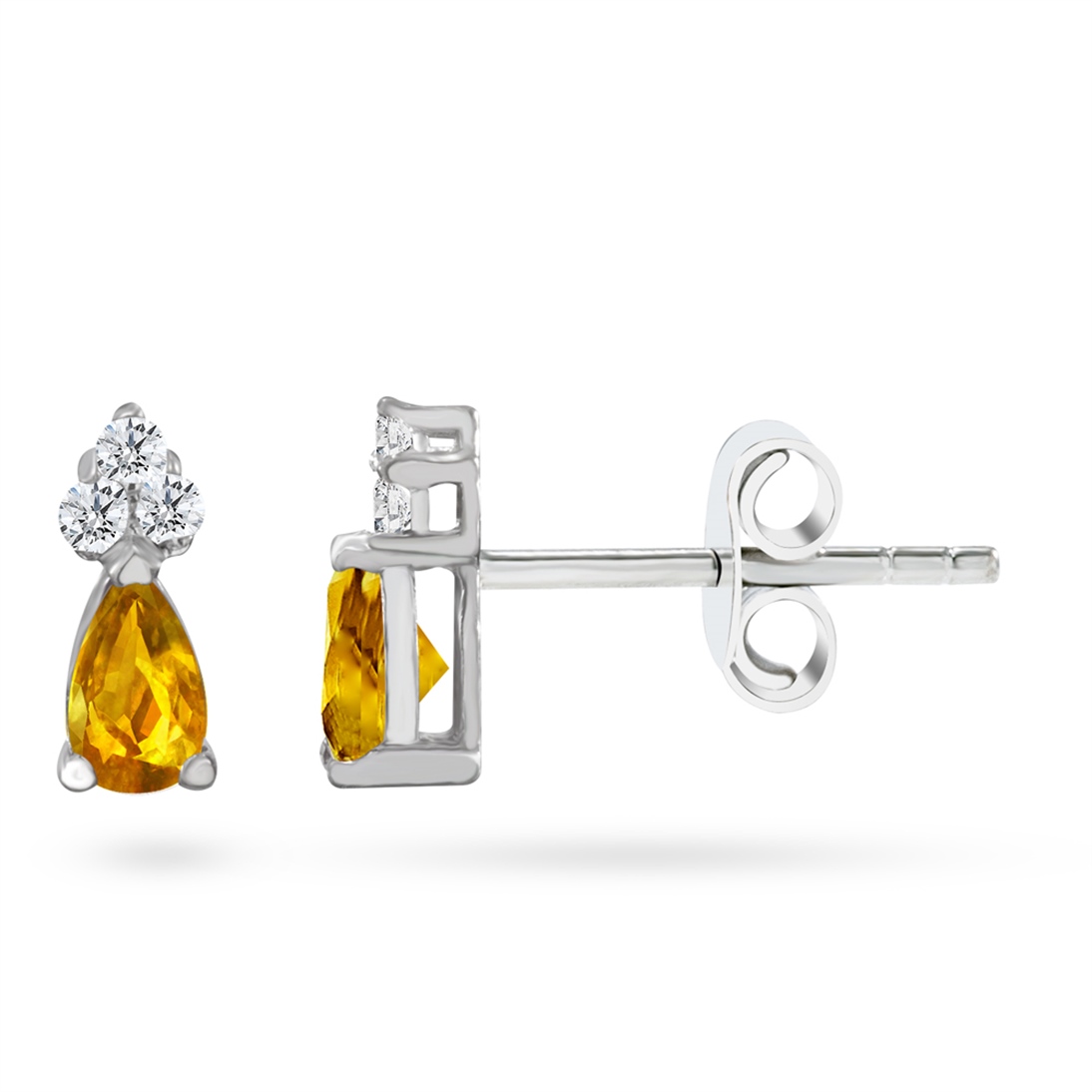 Goldstore-Sitrin Taşlı 0.08 ct. Pırlanta Küpe