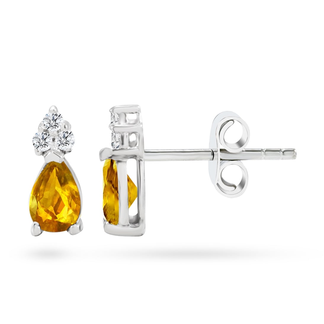 Goldstore-Sitrin Taşlı 0.1 ct. Pırlanta Küpe