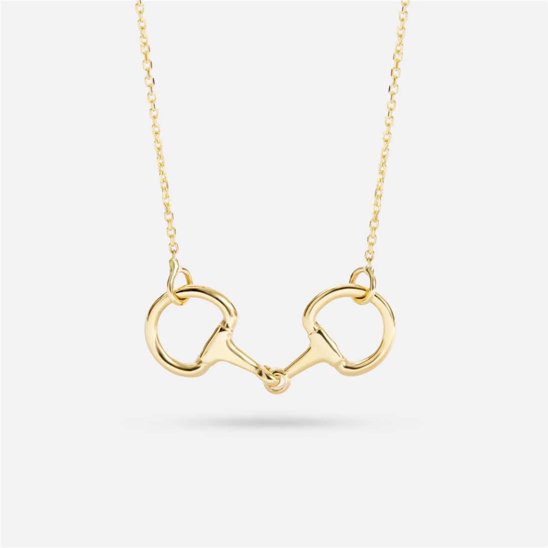 Solid Gold Snaffle Bit Necklace