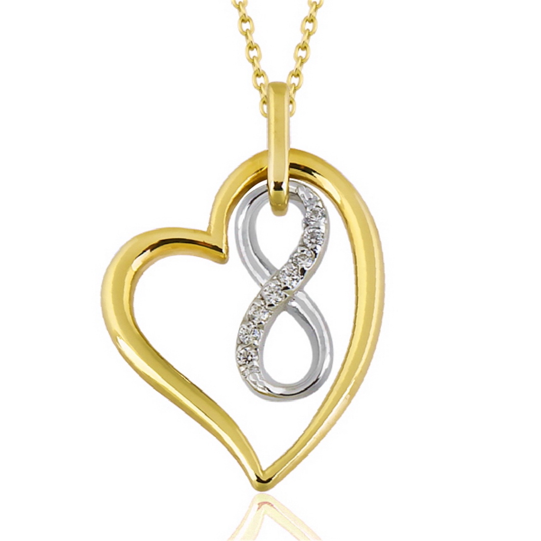 Solid Gold Fancy Heart, Infinity Necklace