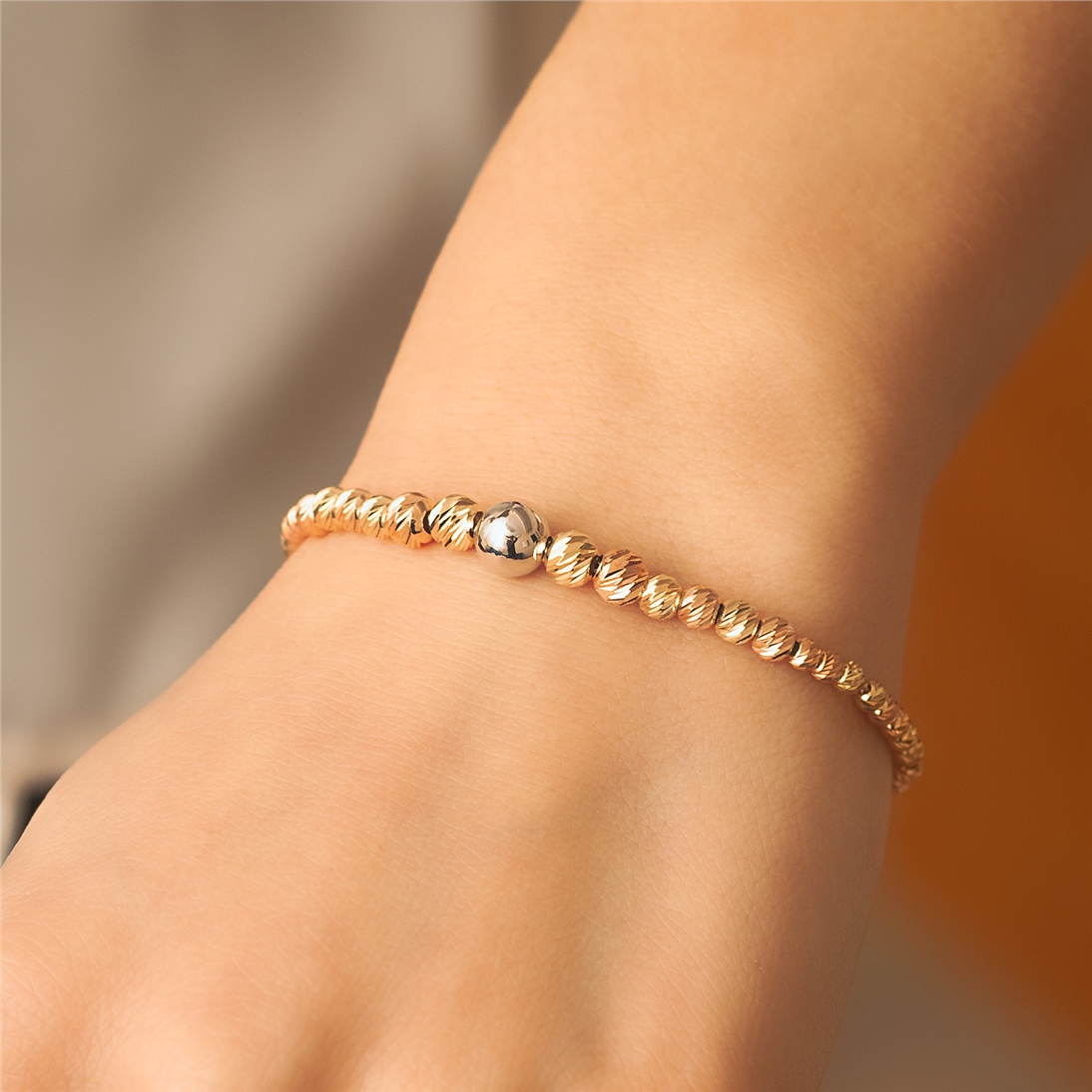 Solid Gold Ball Bracelet
