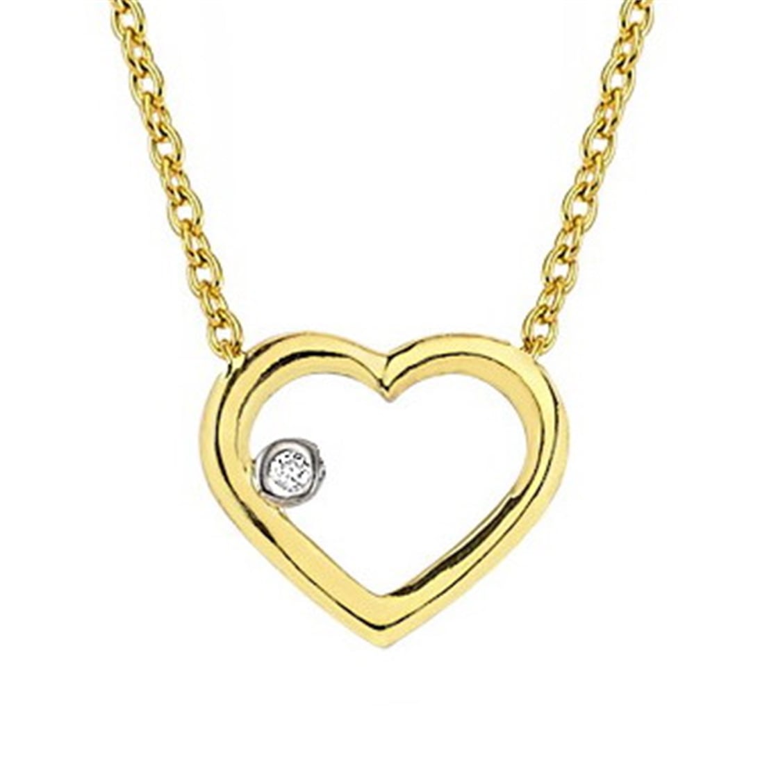 Solid Gold 0.01 ct. Diamond Heart Necklace
