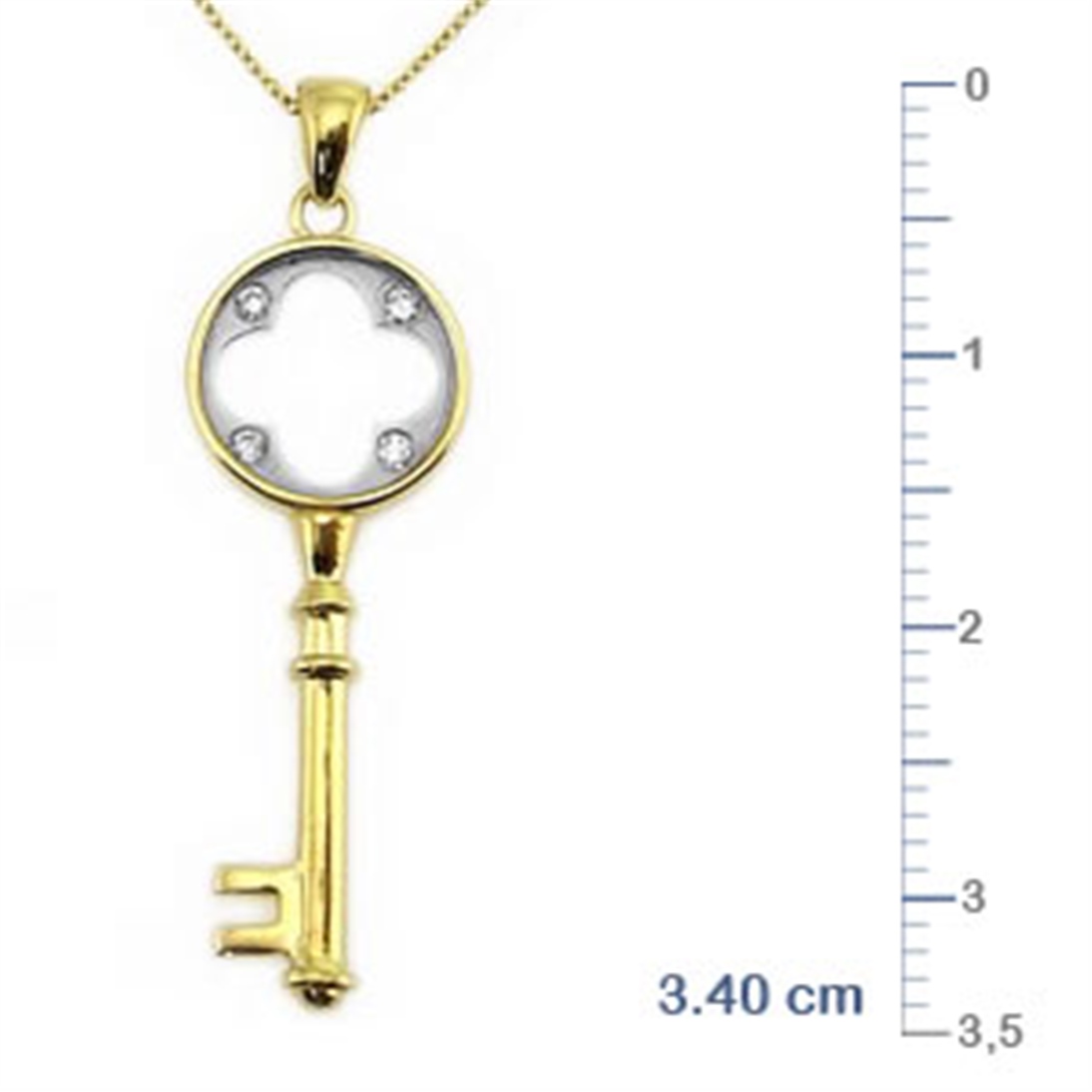 Solid Gold 0.04 ct Diamond Key Necklace
