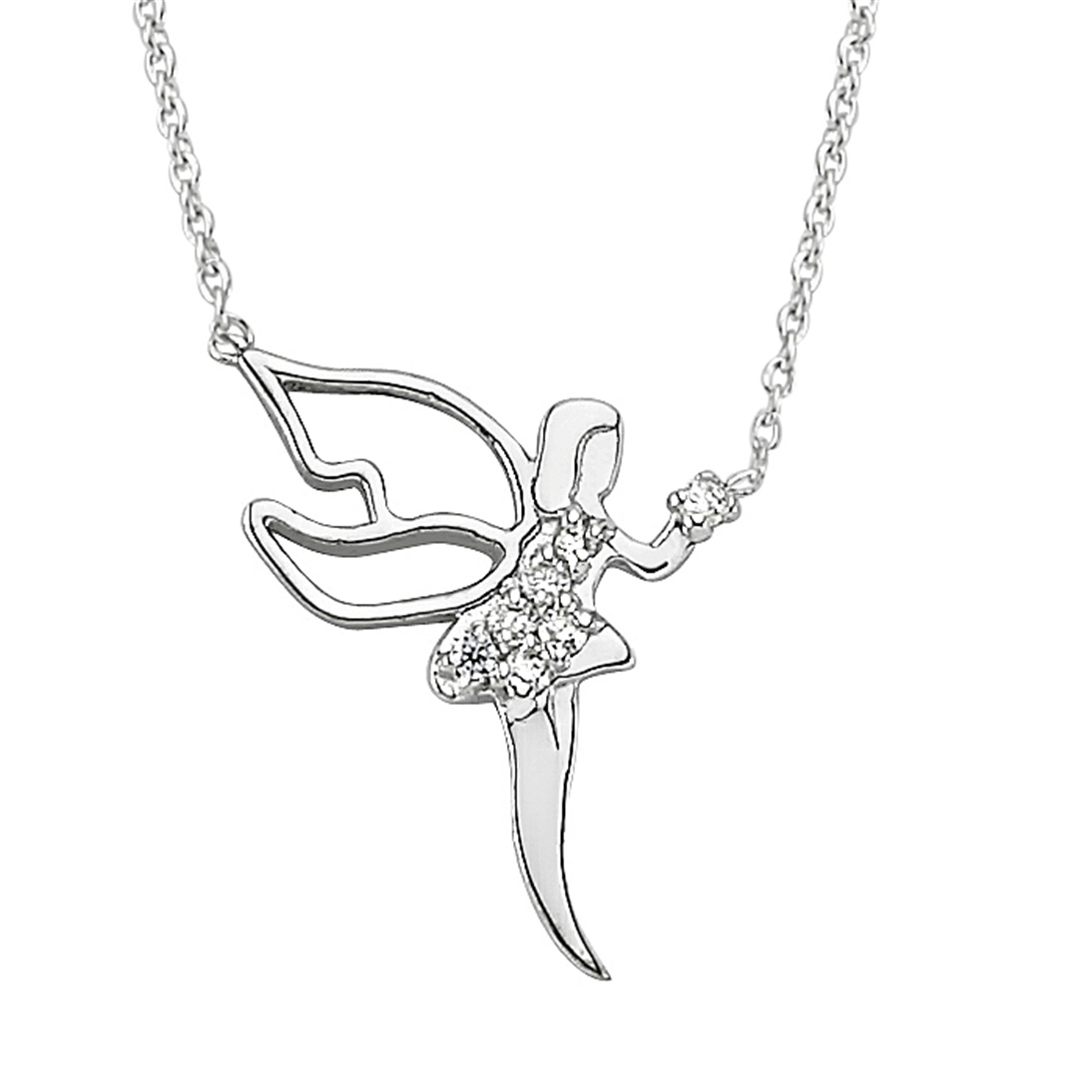 Solid Gold 0.04 ct.Diamond Nymph Necklace