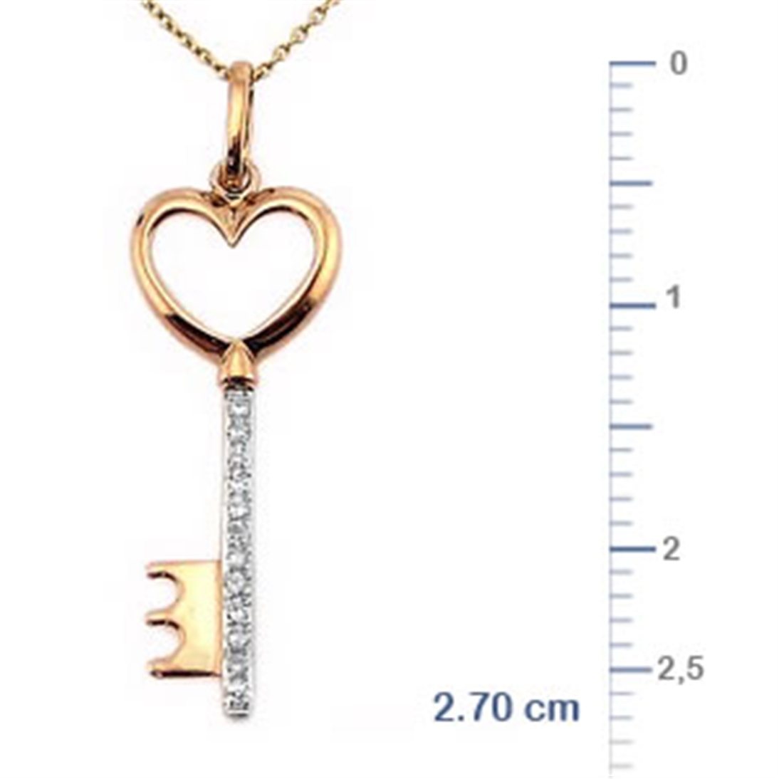 Solid Gold 0.05 ct Diamond Key Necklace