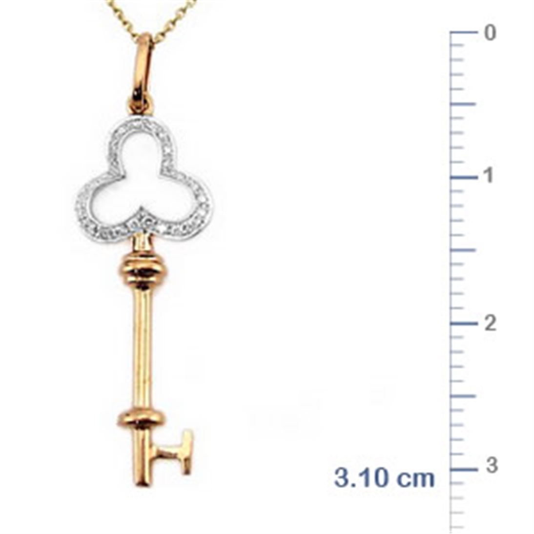 Solid Gold 0.08 ct Diamond Key Necklace