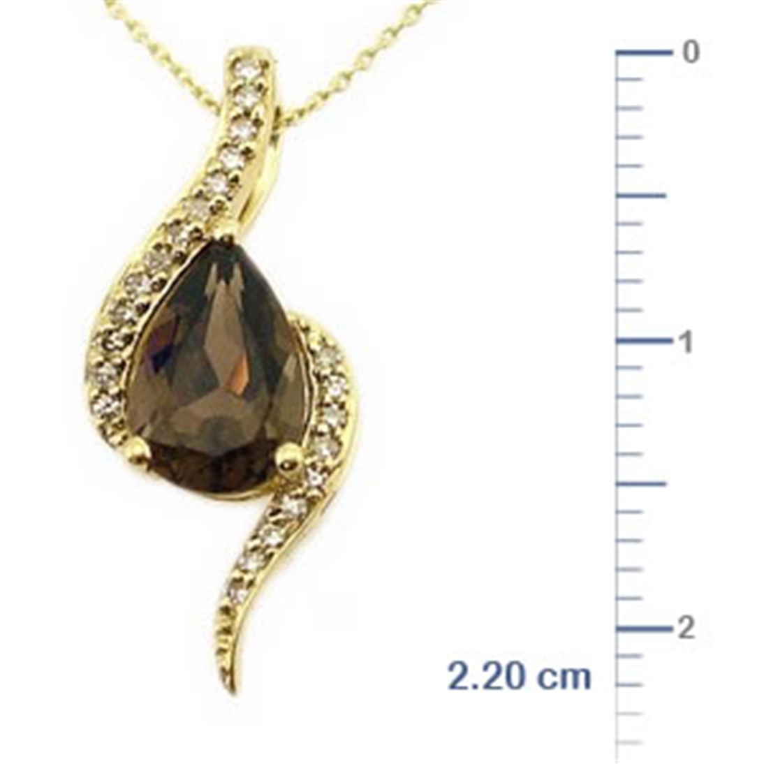 Solid Gold 0.08 ct. Diamond Smoky Quartz Necklace