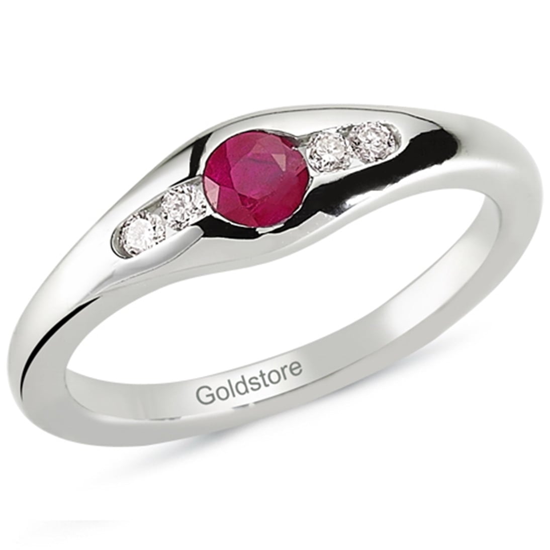 Solid Gold 0.08 ct. Diamond Ruby Ring