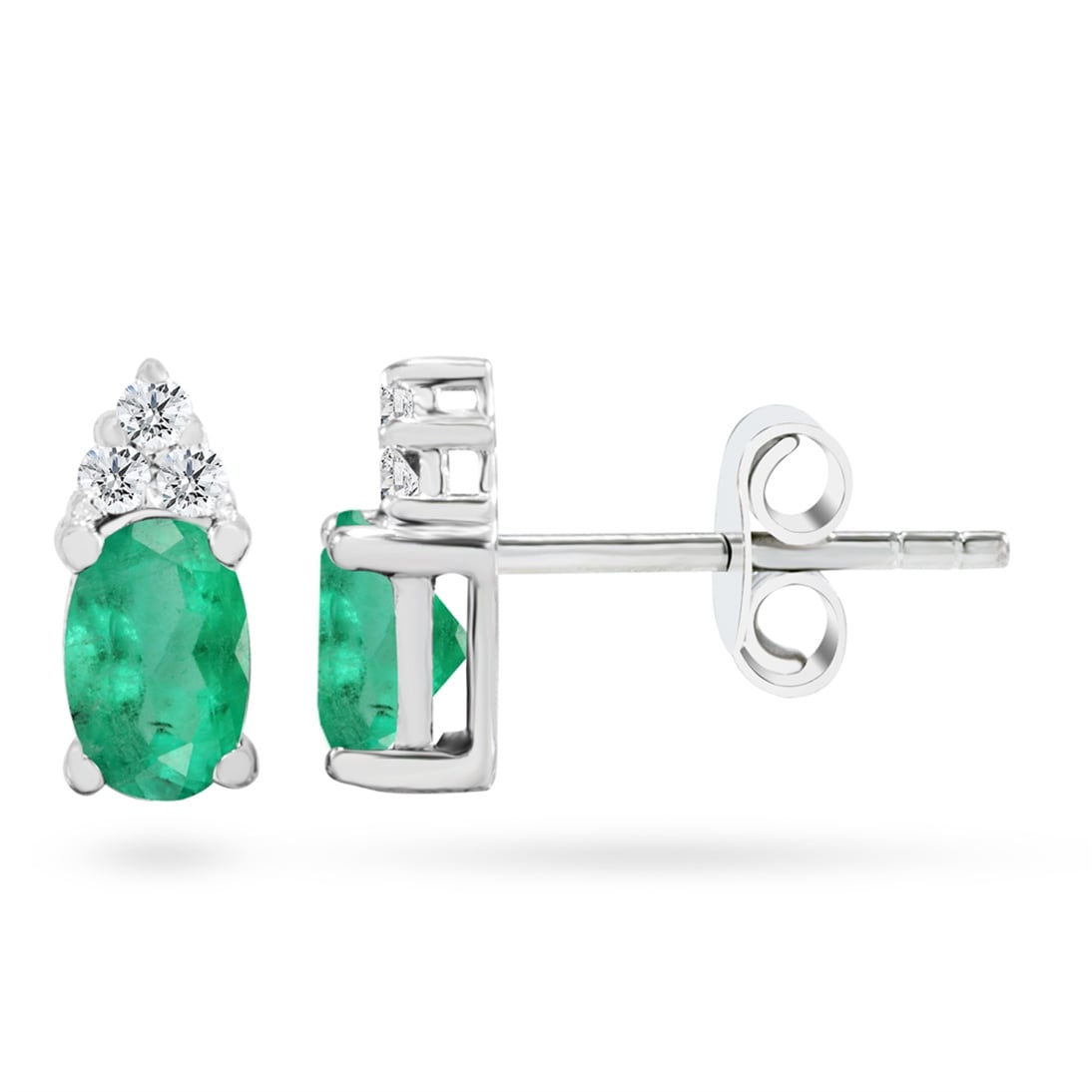 Goldstore-URL 0.1 ct. Pırlanta Zümrüt Klasik Küpe