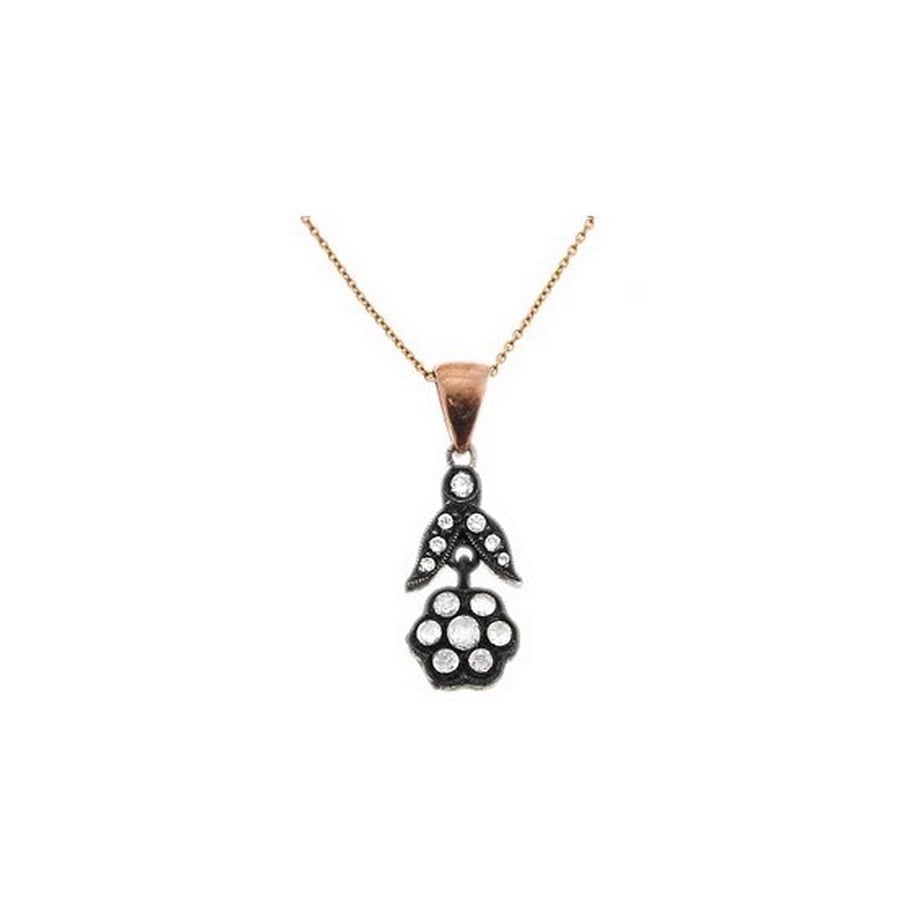 Solid Gold 0.14 ct. Rose Cut Diamond Rose Necklace