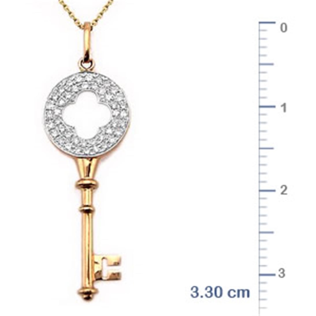 Solid Gold 0.18 ct Diamond Key Necklace