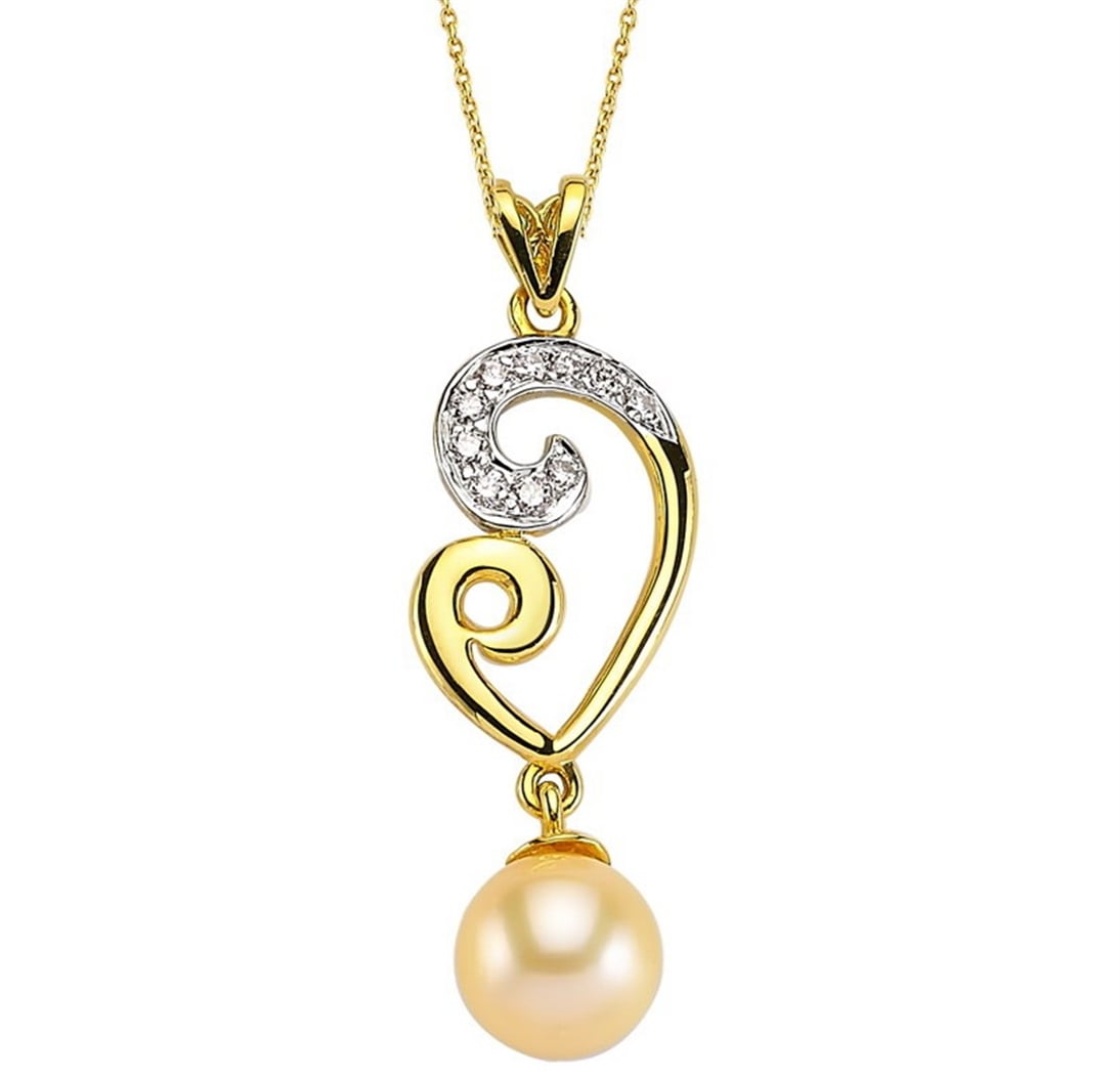 0.18 Karat Pırlanta İnci Kalp Kolye