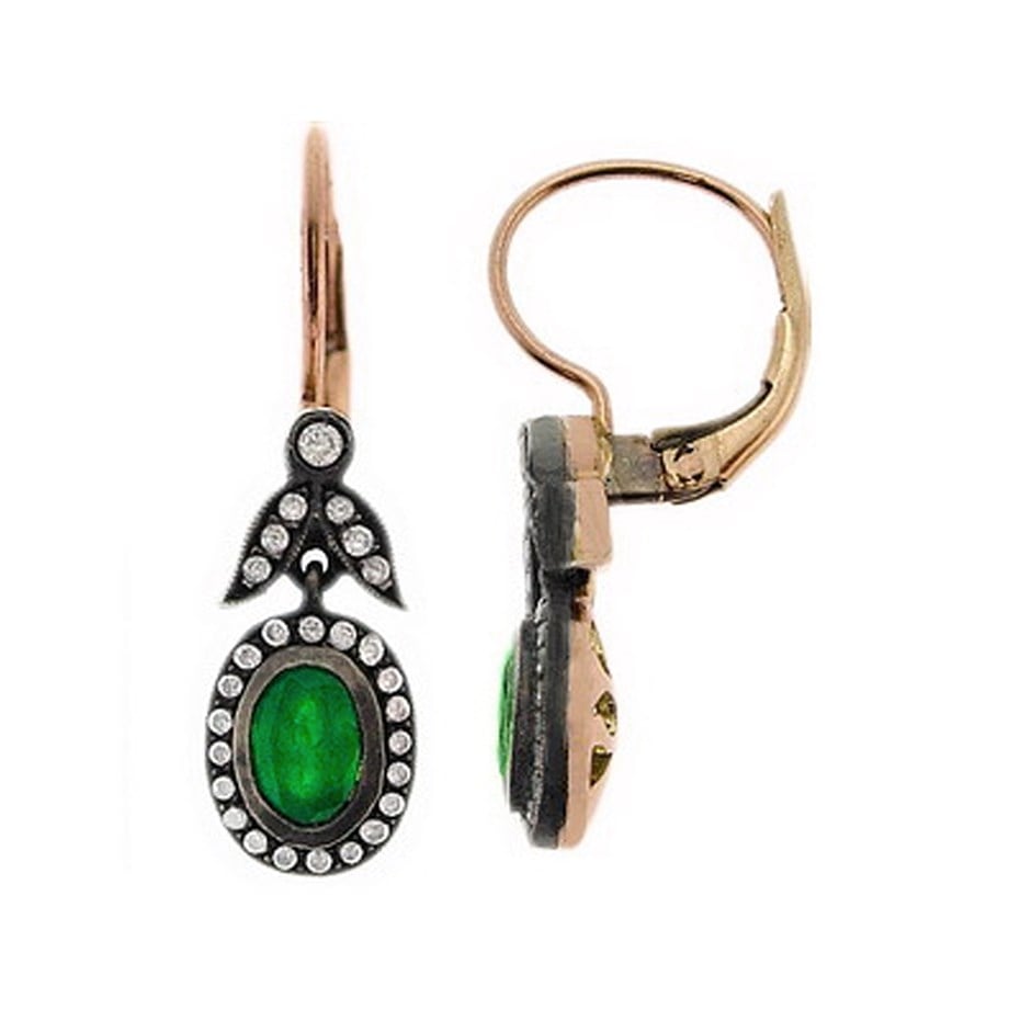 Solid Gold 0.27 ct Diamond Emerald Earring