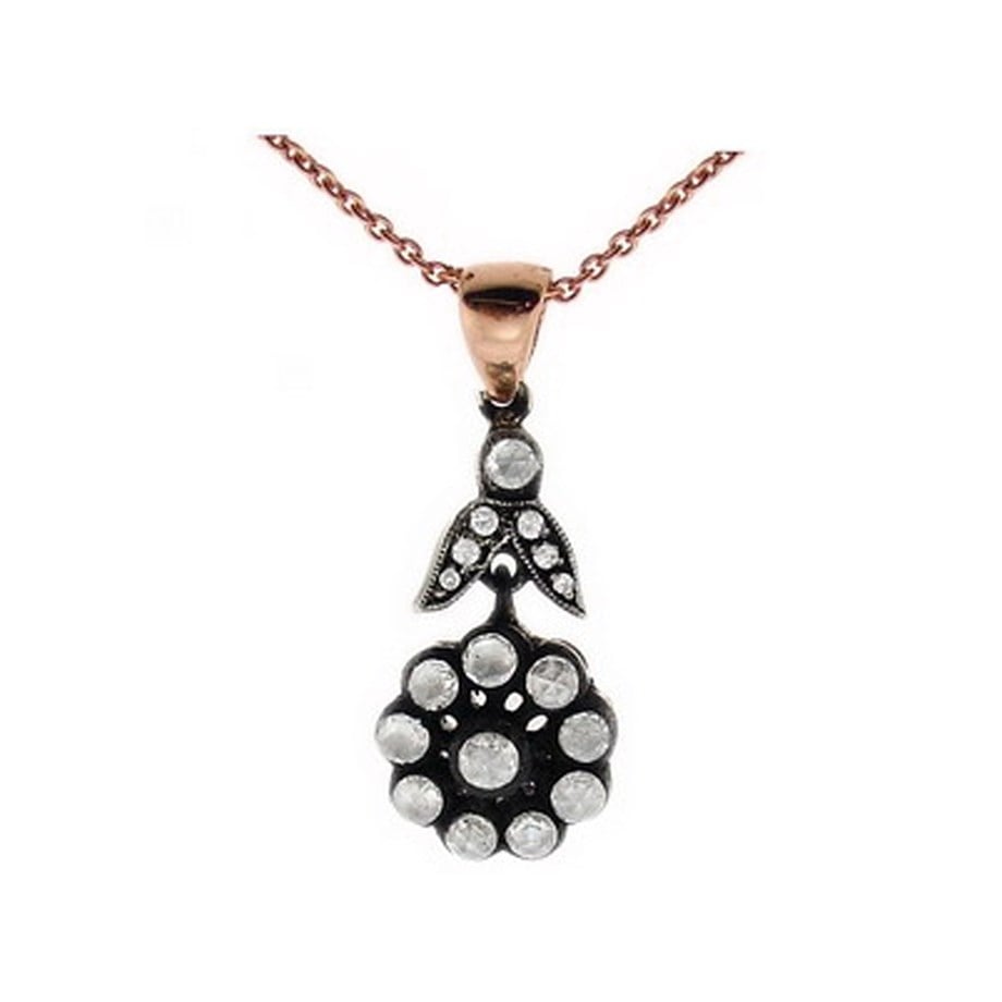 Solid Gold 0.3 ct. Rose Cut Diamond Necklace