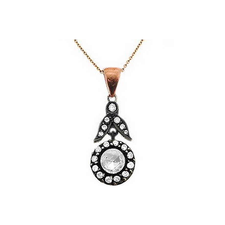 Solid Gold 0.31 ct. Rose Cut Diamond Necklace