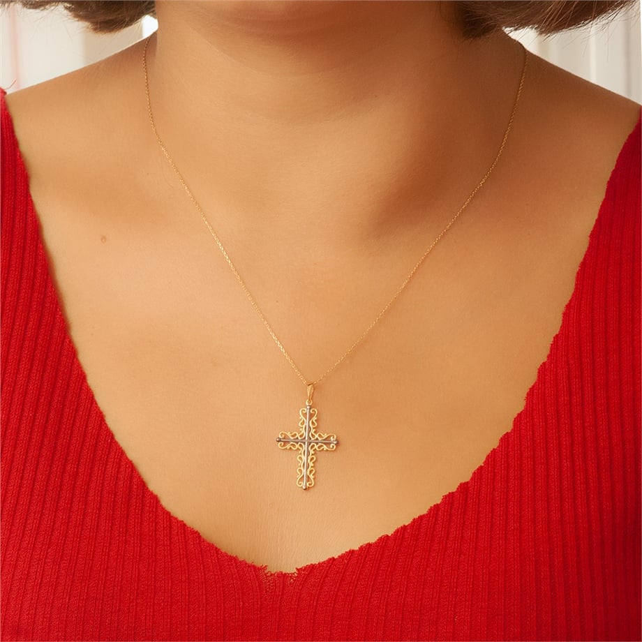 Solid Gold Cross Necklace