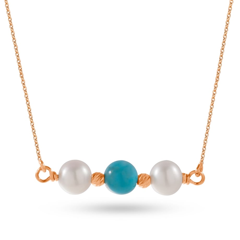 Solid Gold Ball Beaded Pearl Necklace