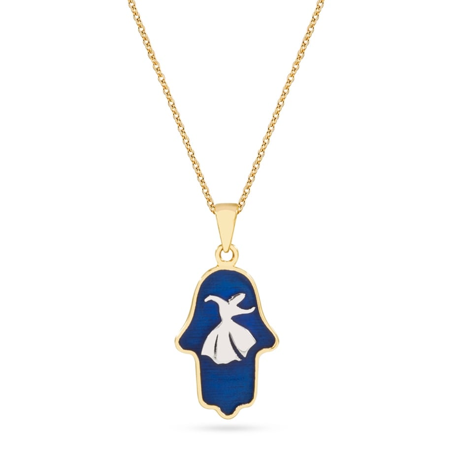 Solid Gold Enamel Whirling Dervish Necklace