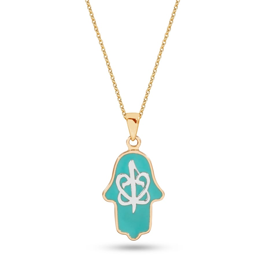 Solid Gold Enamel Vav Necklace