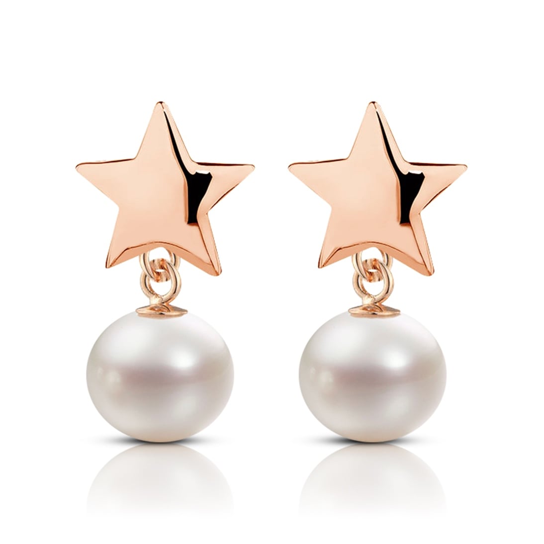 Solid Gold Star Pearl Earring