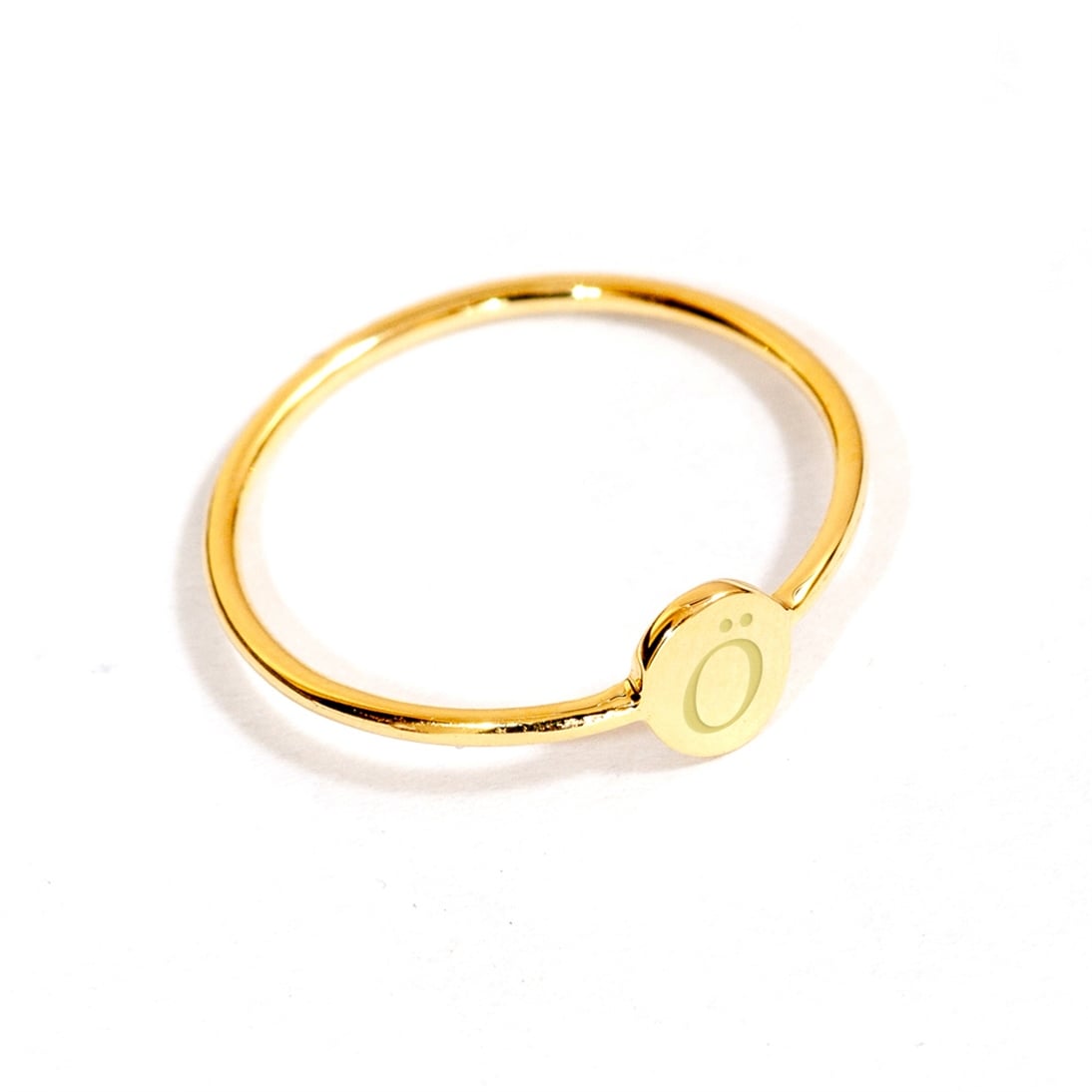 Solid Gold Letter Round Ring
