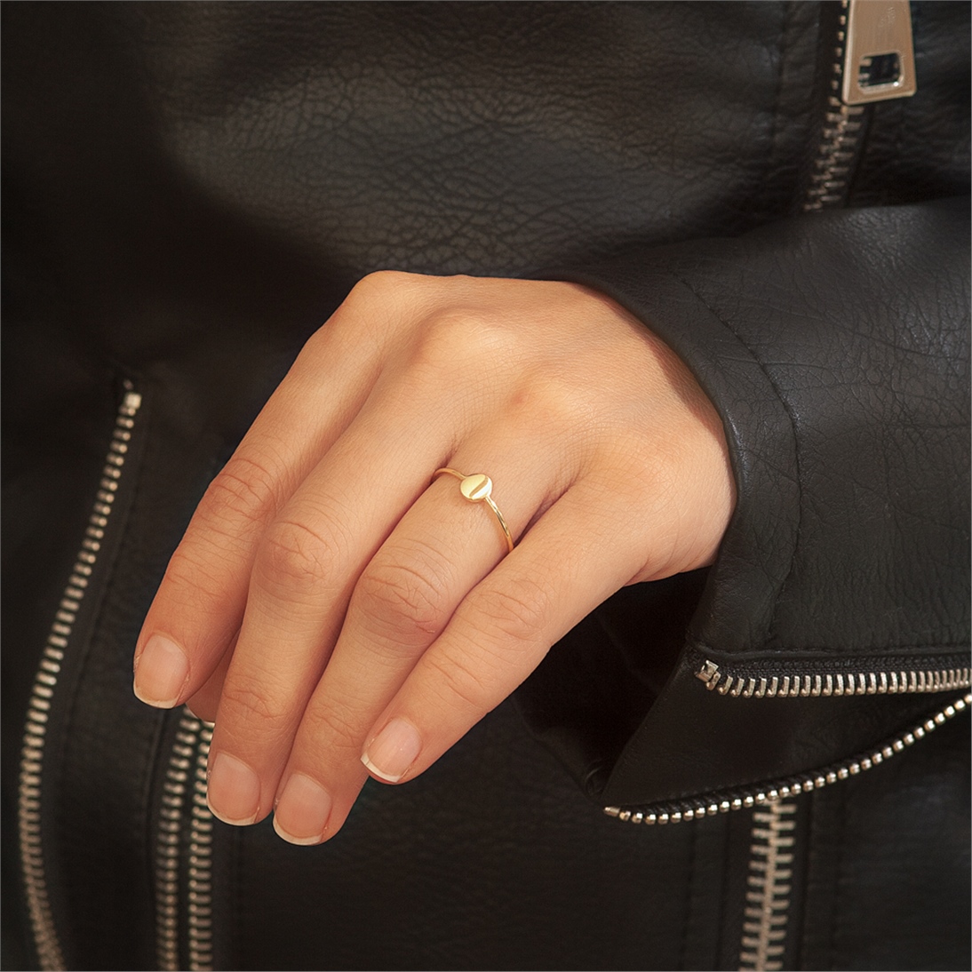 Solid Gold Letter Round Ring