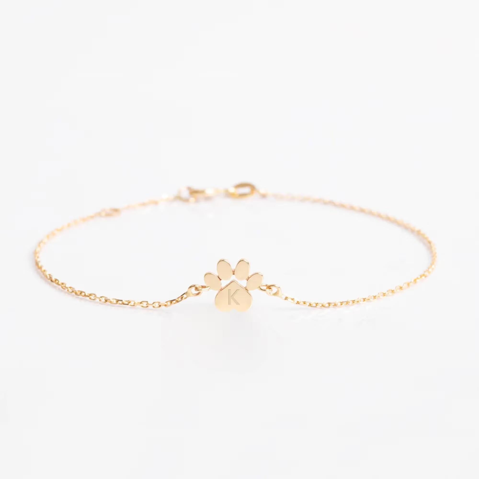 Custom Gold Paw Print Bracelet