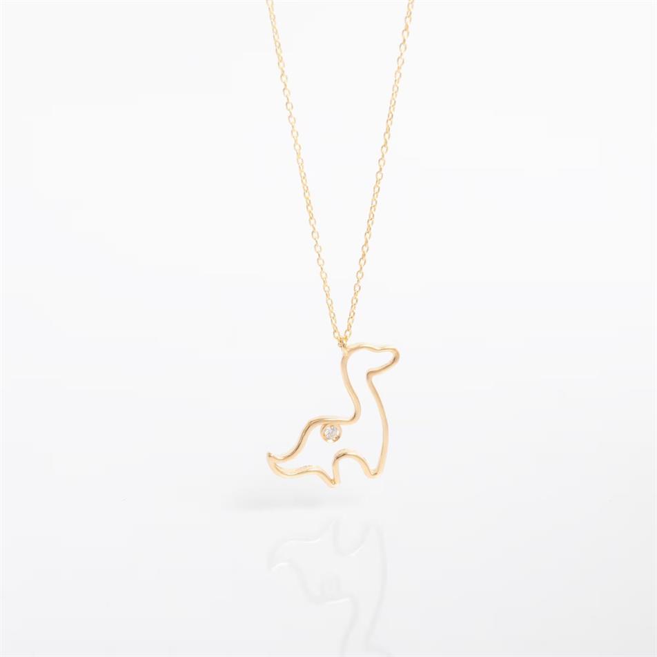 Gold Brontosaurus Diamond  Necklace