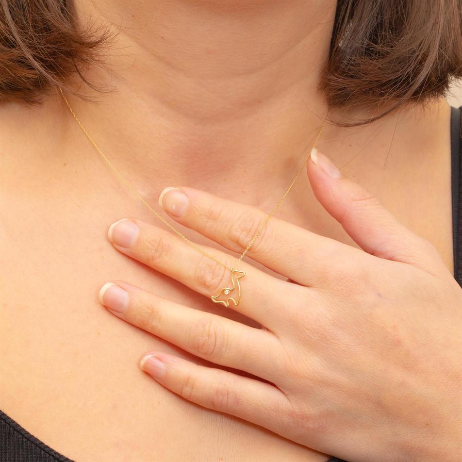 Gold Brontosaurus Diamond  Necklace