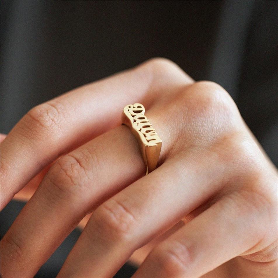Solid Gold Custom Name Ring