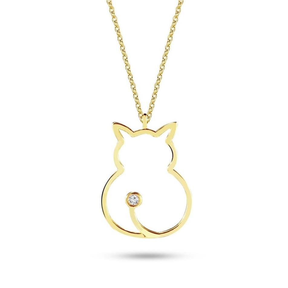 0.01 Carat Diamond Cat Necklace