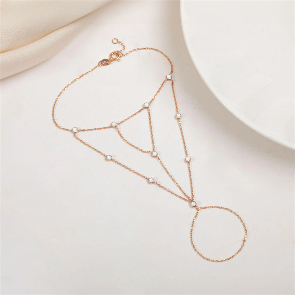 0.50 Carat Diamond Gold Hand Chain Bracelet