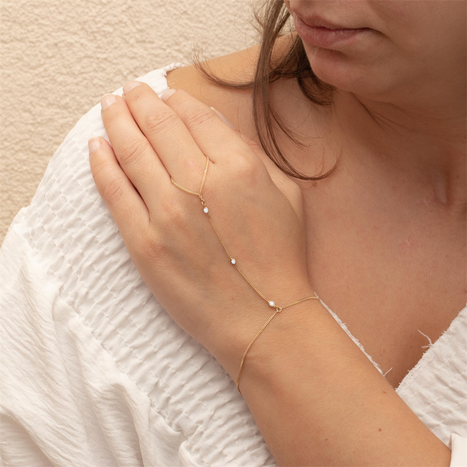 0.25 Carat Diamond Gold Hand Chain Bracelet