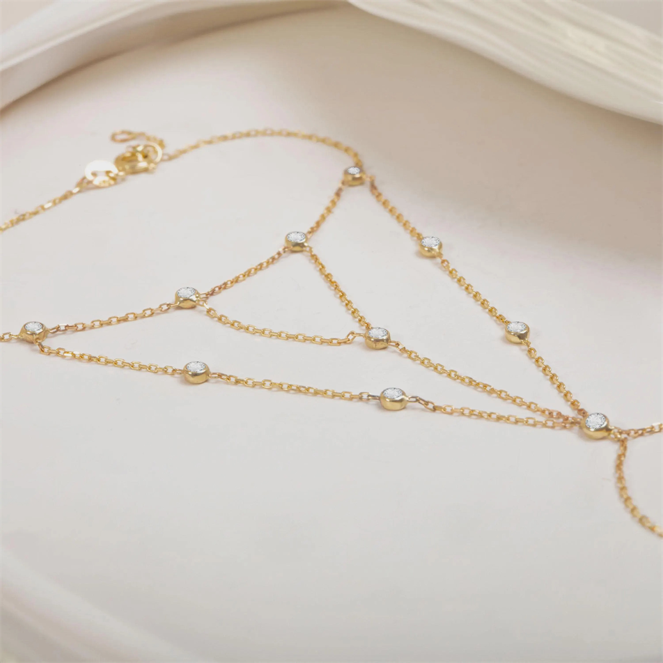 0.50 Carat Diamond Gold Hand Chain Bracelet