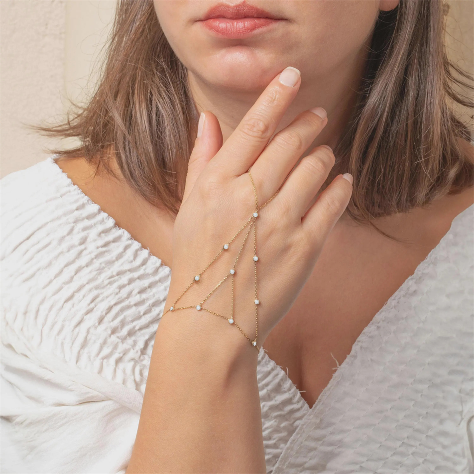 0.50 Carat Diamond Gold Hand Chain Bracelet