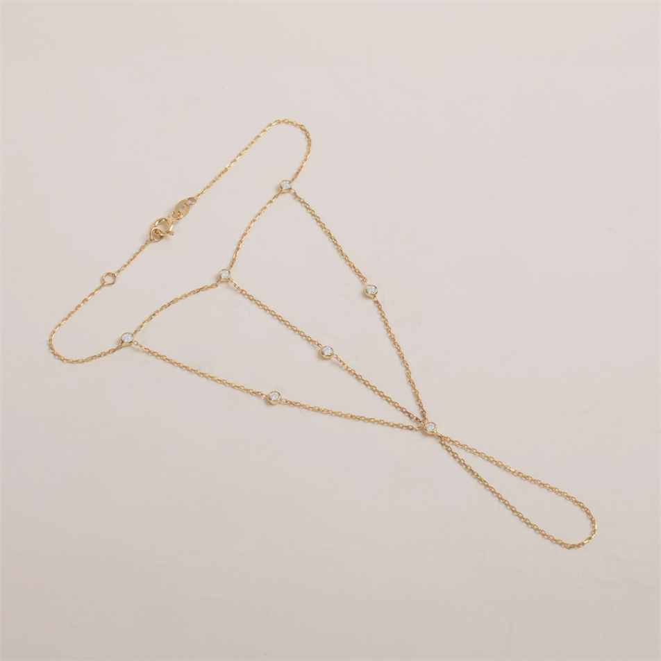 0.33 Carat Diamond Gold Hand Chain Bracelet