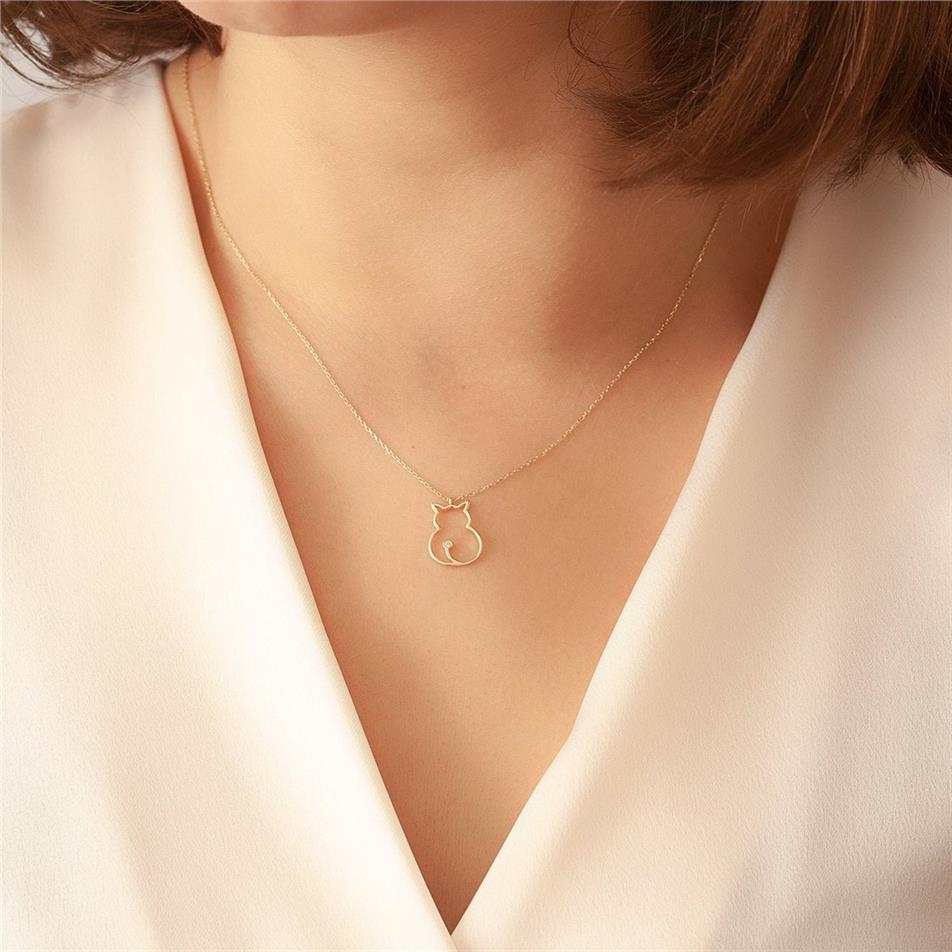 0.01 Carat Diamond Cat Necklace