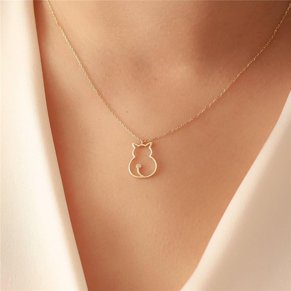 0.01 Carat Diamond Cat Necklace