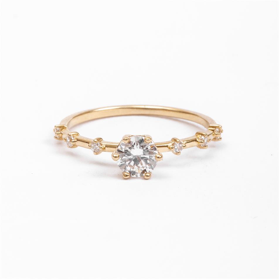 Altın 6 Tırnak Kolları Taşlı Yüzük