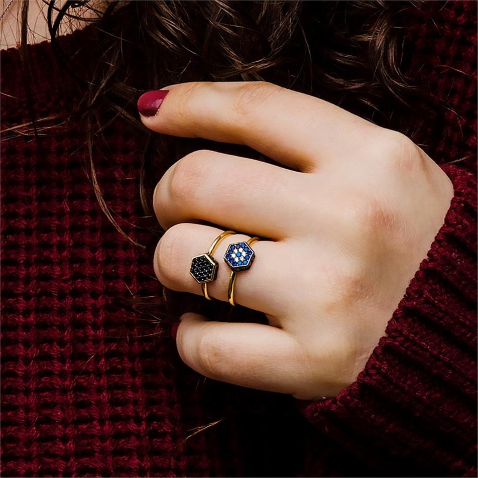 Solid Gold Hexagon Ring