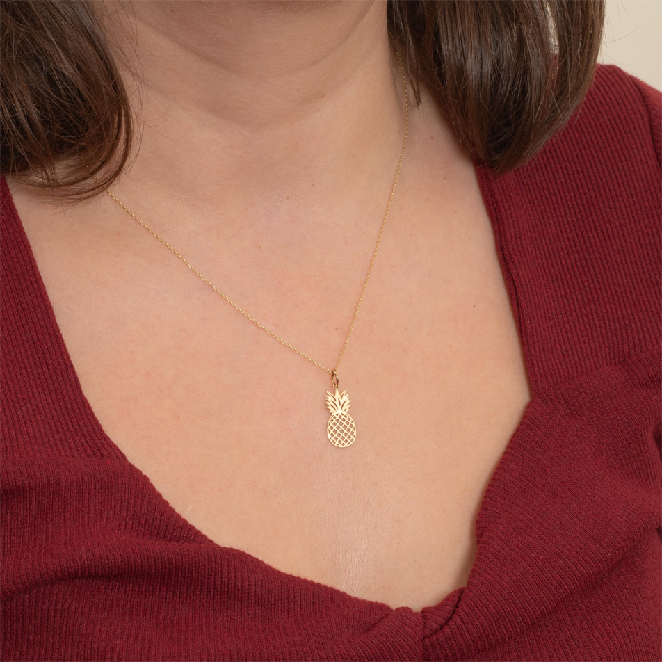 Gold Pineapple Pendant Necklace