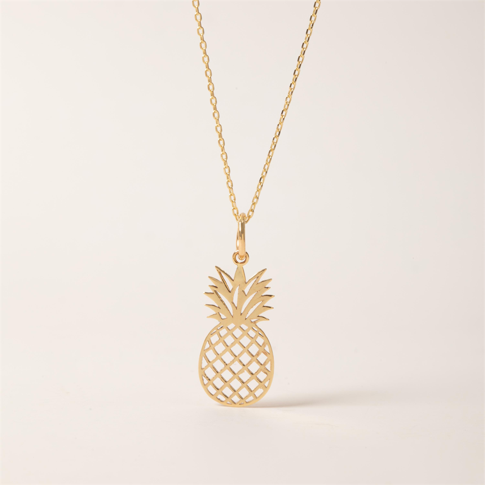 Gold Pineapple Pendant Necklace