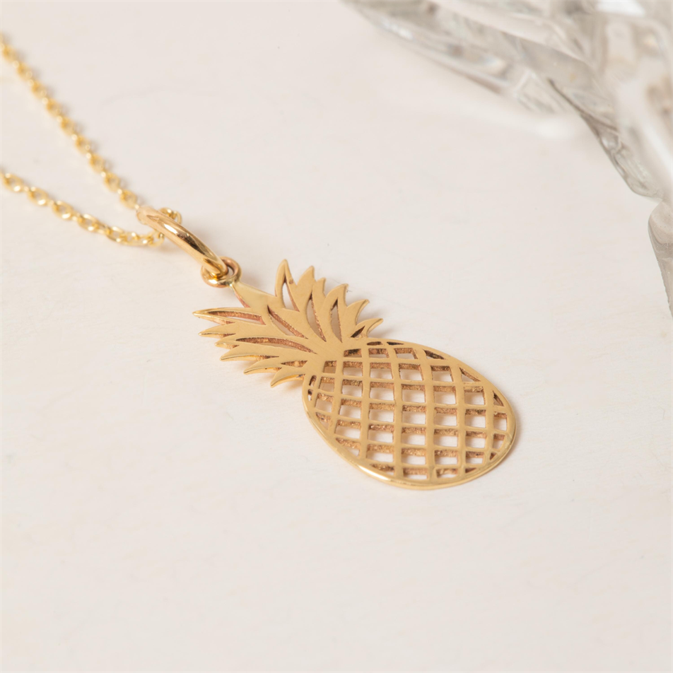 Gold Pineapple Pendant Necklace